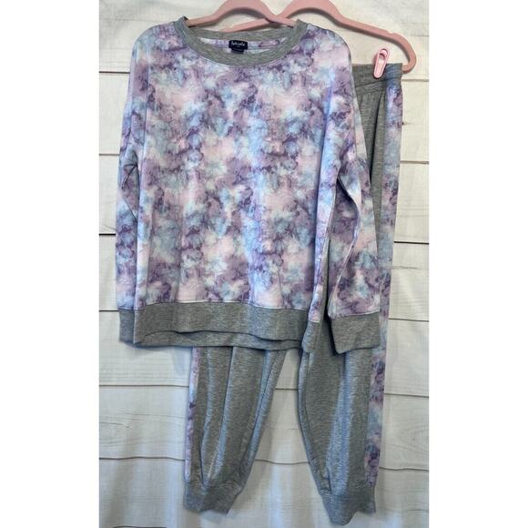 Splendid 2 Piece Tie Die Sweatshirt/Sweatpants Matching Set Size LG Comfy Cozy - Picture 1 of 5